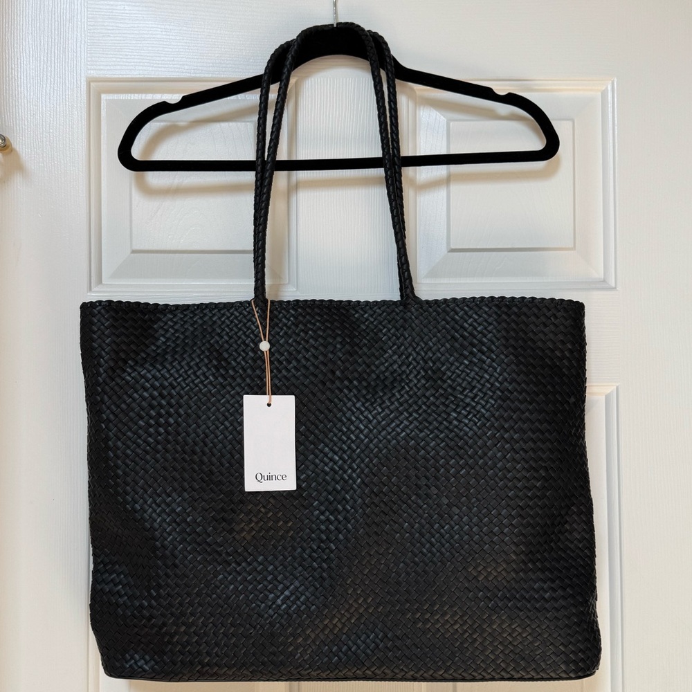 Quince Italian Leather Handwoven Tote (NWT)